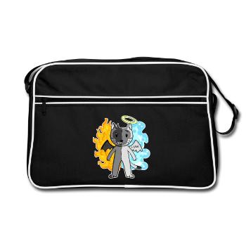 Cat Cat Breed Burma - Angel and Devil - Retro Bag - black/white - Front
