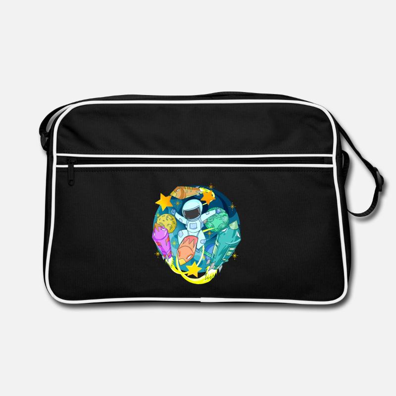 Astronaut in space with rockets Retro Bag
