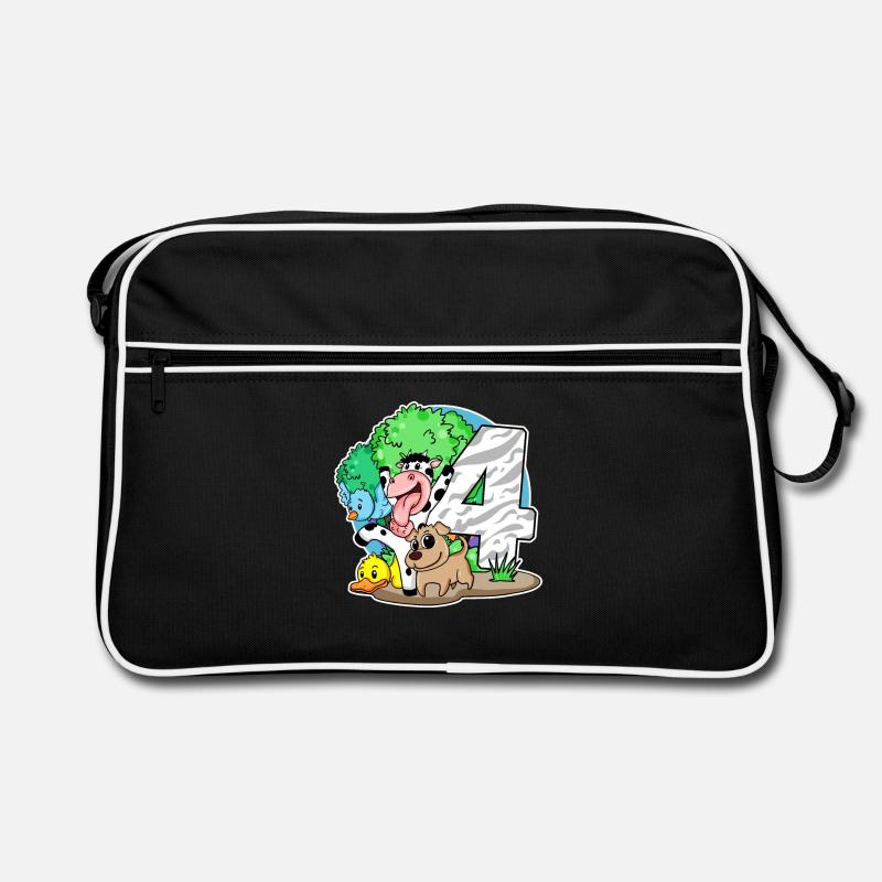 4th birthday Cute animals 4 years old Retro Bag