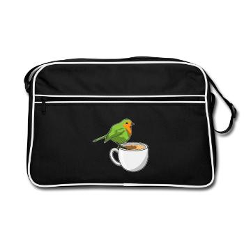 Vogel Kaffee Tasse - Retro Tasche - Schwarz/Weiß - Vorne