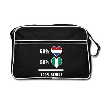 Nigeria und die Niederlande Geniales Flaggendesign - Retro Tasche - Schwarz/Weiß - Vorne