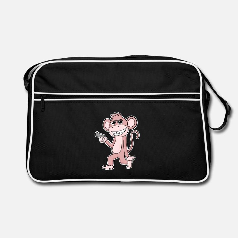 Affe mit Pistole Retro Tasche
