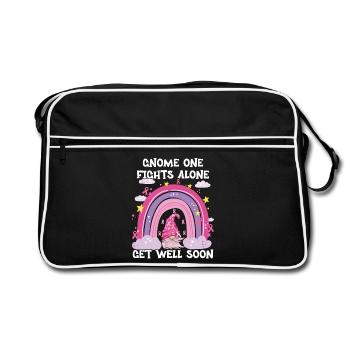 Gnome One Fights Alone Breast Cancer - Retro Bag - black/white - Front