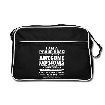 Je suis fier de mes employés géniaux - Sac Retro - noir/blanc - Devant