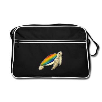 Turtle Rainbow - Retro Bag - black/white - Front