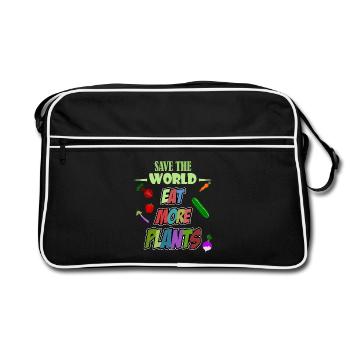 Sauvez le monde mangez plus de plantes! Végétalien - Sac Retro - noir/blanc - Devant