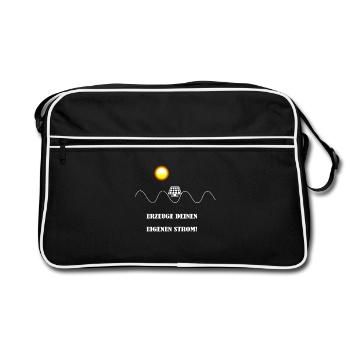 Eigenen Strom erzeugen Solar Design - Retro Tasche - Schwarz/Weiß - Vorne