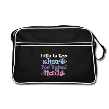 La vie est trop courte pour la technologie des ongles nue - Sac Retro - noir/blanc - Devant