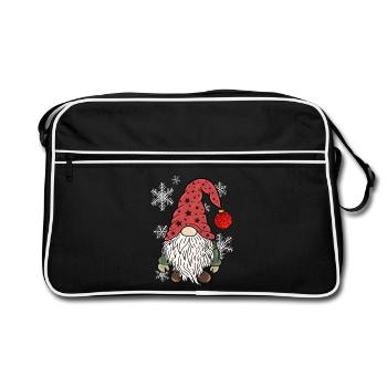 Vintage Gnome Christmas Elves - Retro Bag - black/white - Front