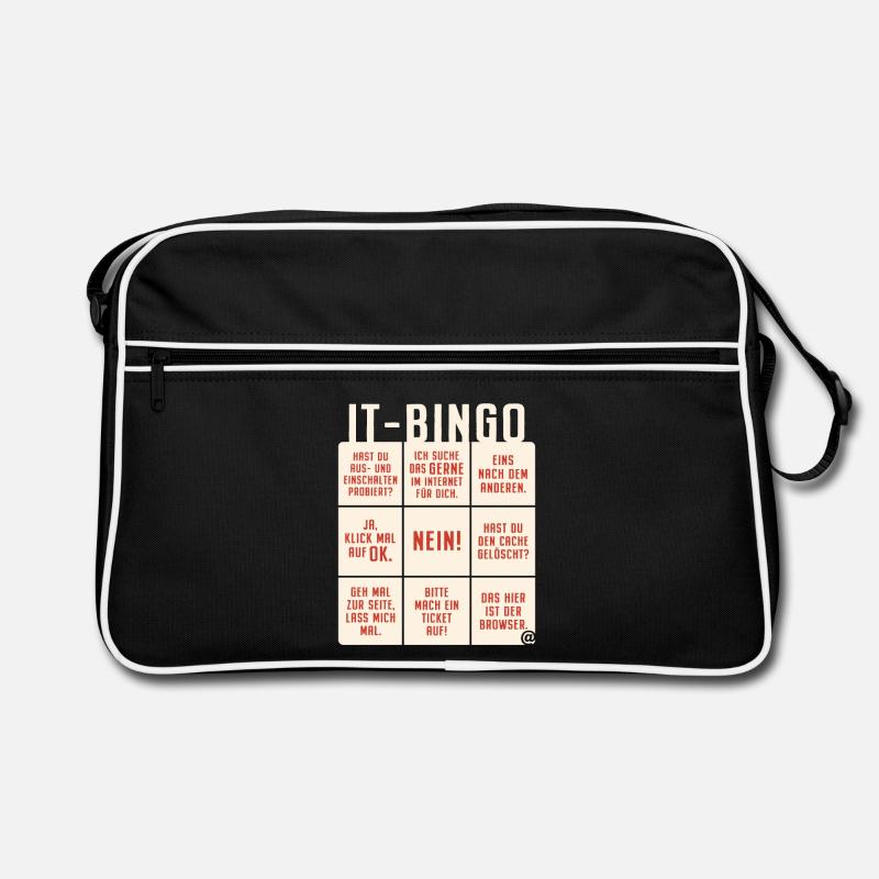 IT Support Bingo Service Desk IT Helpdesk Sysadmin - Retro Tasche - Schwarz/Weiß