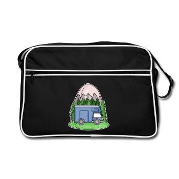 Mountain Mountains Mountain Peaks Caravans Motorhomes - Retro Bag - black/white - Front