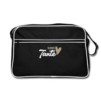 Tante werden - Tante Geschenk - Retro Tasche - Schwarz/Weiß - Vorne