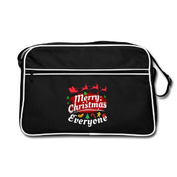 Weihnachten, Weihnachten, Weihnachten, Weihnachten - Retro Tasche - Schwarz/Weiß - Vorne