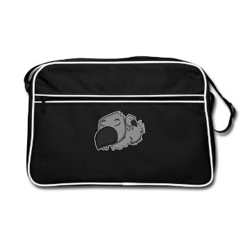 Crow with baby crow - Family - Retro Bag - black/white - Front