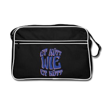 Köln Et Kütt Wie Et Kütt Kölner Grundgesetz Kölsch - Retro Tasche - Schwarz/Weiß - Vorne
