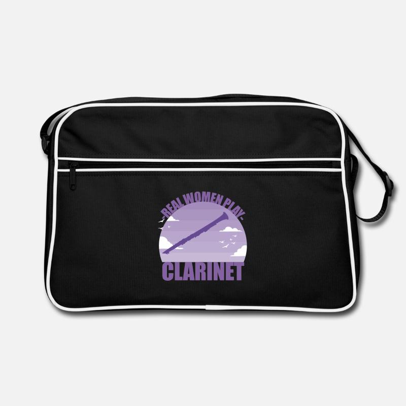 Klarinette Instrument Musikerin Mädchen Geschenk Retro Tasche