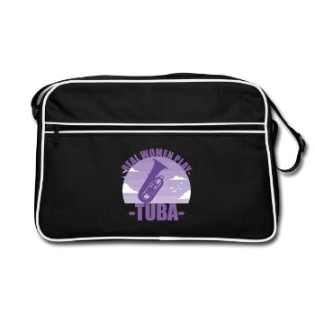 Tuba Instrument Musicien Fille Cadeau - Sac Retro - noir/blanc - Devant