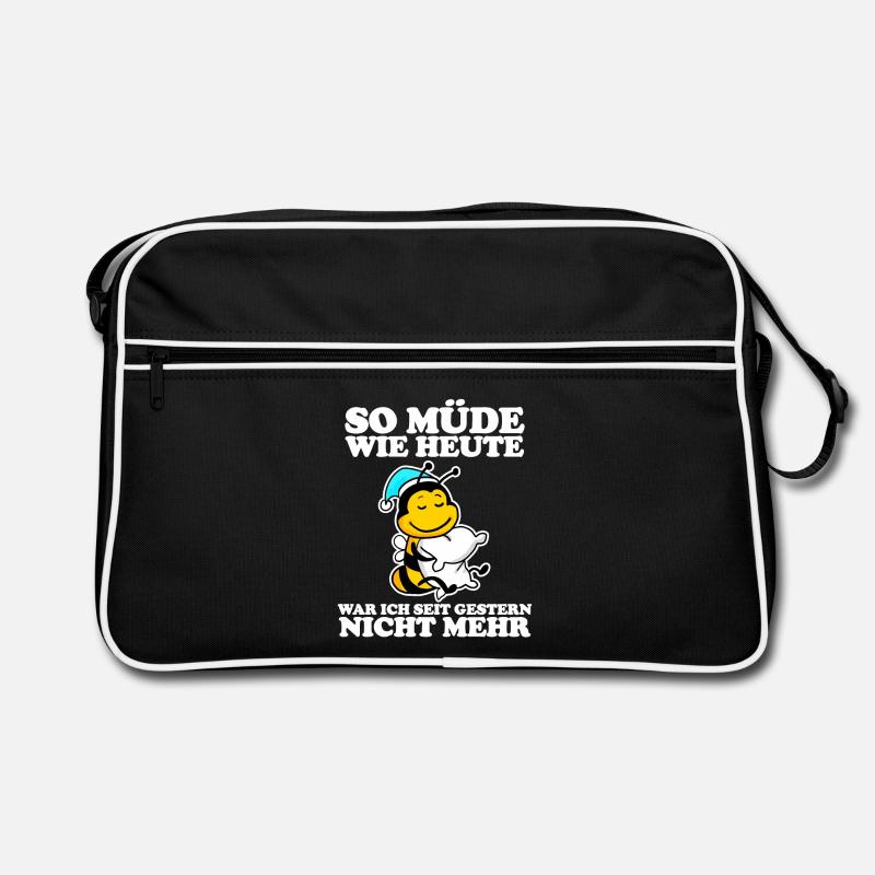 Müde Spruch lustig - Retro Tasche - Schwarz/Weiß