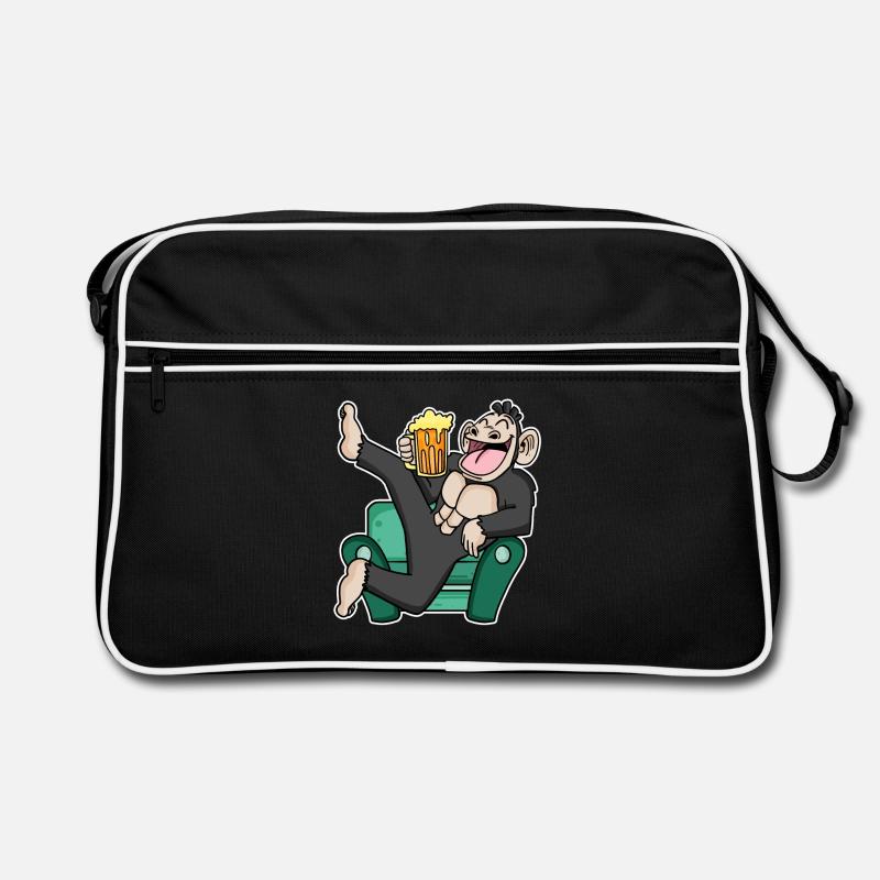 Funny monkey drinks beer Retro Bag