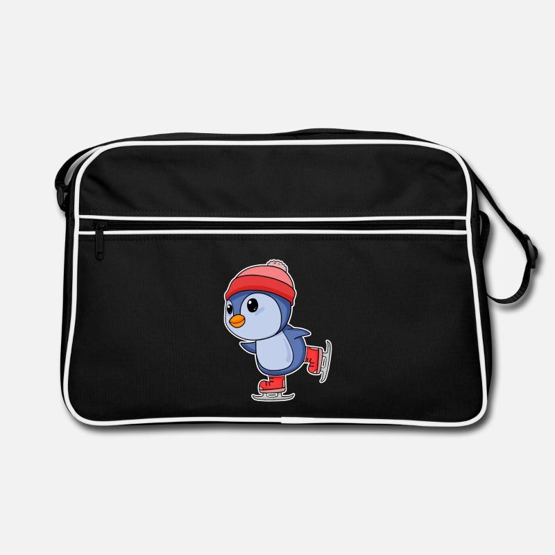 Pinguin Pinguine Seevogel Seevögel Eislaufen Retro Tasche