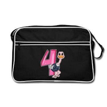 4 years old - 4th birthday with animal motif - Retro Bag - black/white - Front