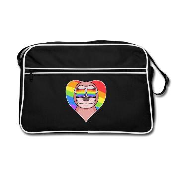 Animal gay paresseux Cœur arc-en-ciel - Sac Retro - noir/blanc - Devant
