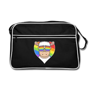 Gay LGBT Animal Mouton Arc-en-ciel Coeur - Sac Retro - noir/blanc - Devant