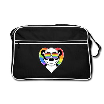 Panda animal gay au cœur arc-en-ciel - Sac Retro - noir/blanc - Devant