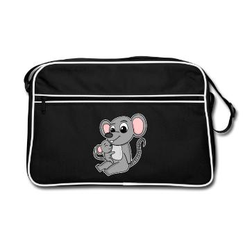 Family - Mouse with Baby Mouse - Retro Bag - black/white - Front