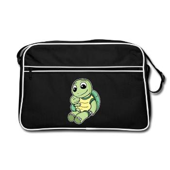 Family - Turtle with baby turtle - Retro Bag - black/white - Front