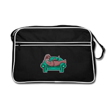 Sloth on sofa laptop staff - Retro Bag - black/white - Front