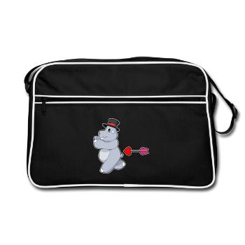 Hippopotamus Groom Top Hat Wedding - Retro Bag - black/white - Front
