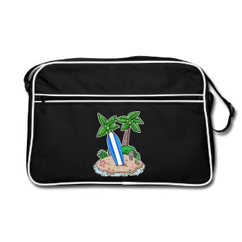 Surfer Surfing Holiday Island Motif - Retro Bag - black/white - Front