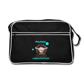 Höheres Meditation-Buddha mit Blumen - Retro Tasche - Schwarz/Weiß - Vorne