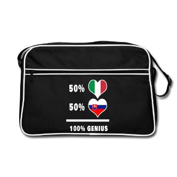 Slowakei und Italien Flaggen 100% genial - Retro Tasche - Schwarz/Weiß - Vorne