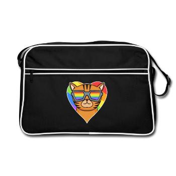 Gay Rainbow - Chat à lunettes - Chat Bengale - Sac Retro - noir/blanc - Devant