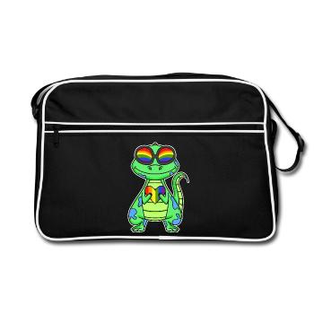 Dinosaures au cœur arc-en-ciel gay - Sac Retro - noir/blanc - Devant