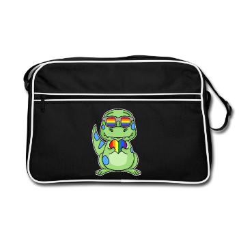Dinosaures au cœur arc-en-ciel gay - Sac Retro - noir/blanc - Devant