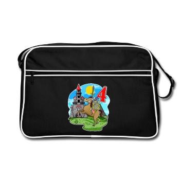 Four Year Old Knight - 4 Years - Retro Bag - black/white - Front