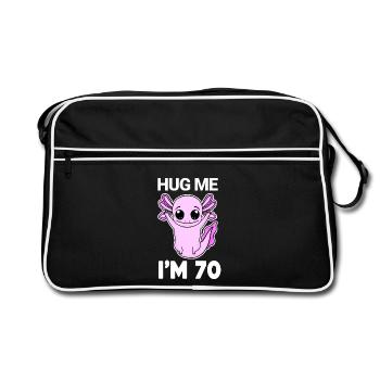 70th Birthday - 70 Years Old - Hug - Retro Bag - black/white - Front