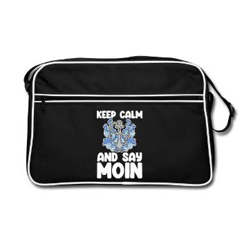 North Sea Low German Saying Moin - Retro Bag - black/white - Front