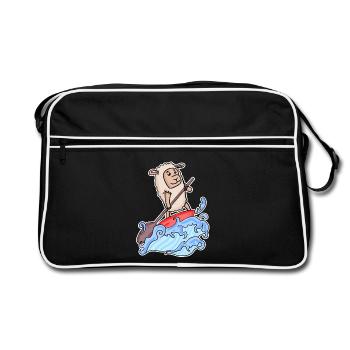 Stand Up Paddling Schaf - Retro Tasche - Schwarz/Weiß - Vorne