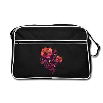 Happy Flowers Watercolor Roses - Retro Tasche - Schwarz/Weiß - Vorne