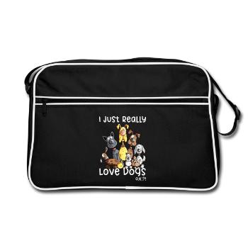J’aime vraiment les chiens, les chiens drôles, les crottes de chien - Sac Retro - noir/blanc - Devant