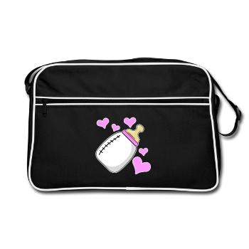 daughter milk bottle girl pregnant birth - Retro Bag - black/white - Front