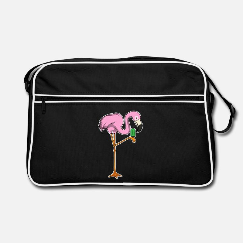 Flamingo Eis am Stiel - Retro Tasche - Schwarz/Weiß