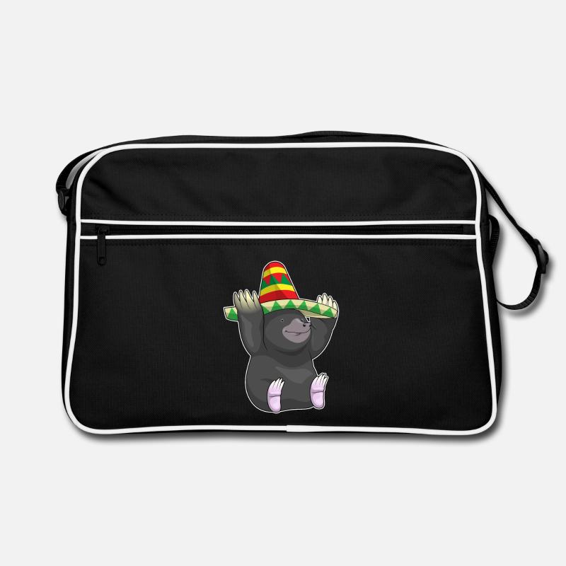 Maulwurf Mexikanischer Hut - Retro Tasche - Schwarz/Weiß