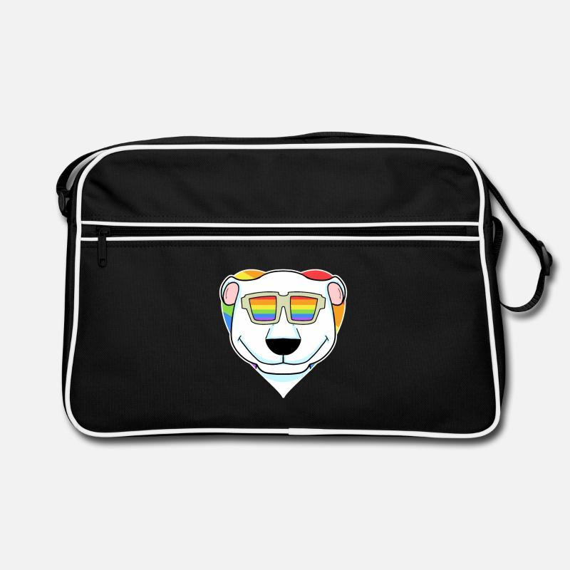 Rainbow - Polar bear with glasses Retro Bag