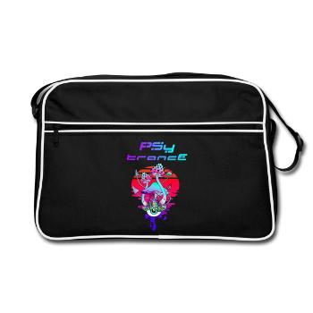 Psytrance Psychedelic Mushroom Sunset - Retro Bag - black/white - Front