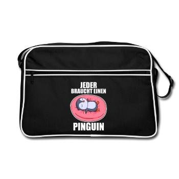 Pinguin Pinguine - Retro Tasche - Schwarz/Weiß - Vorne